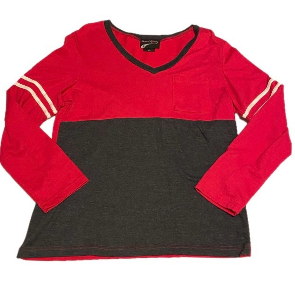 Fame 4 Fifteen Women’s Large Hot Pink and Grey Long Sleeve V-Neck Tee